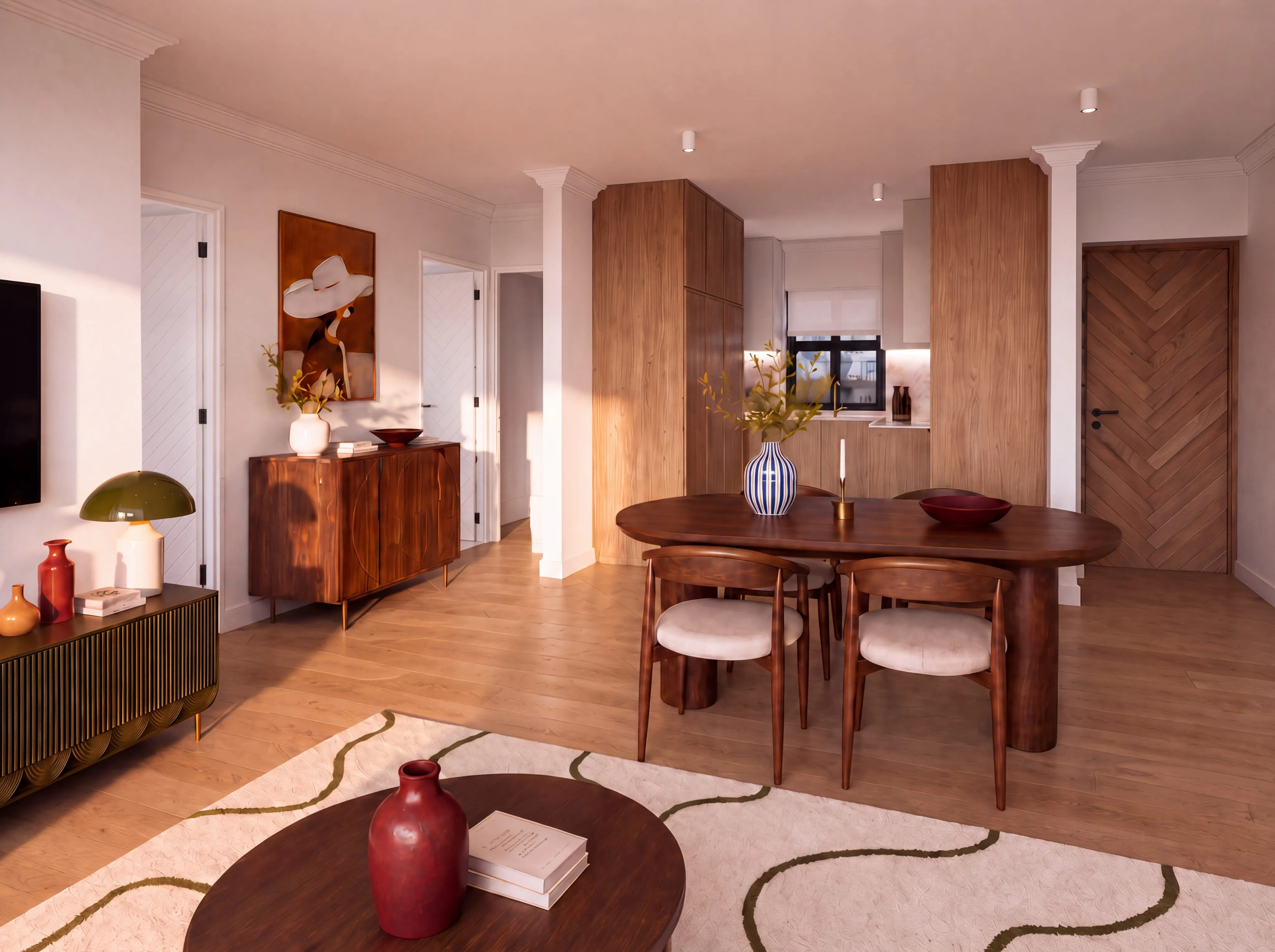 Open-plan kitchen and living space